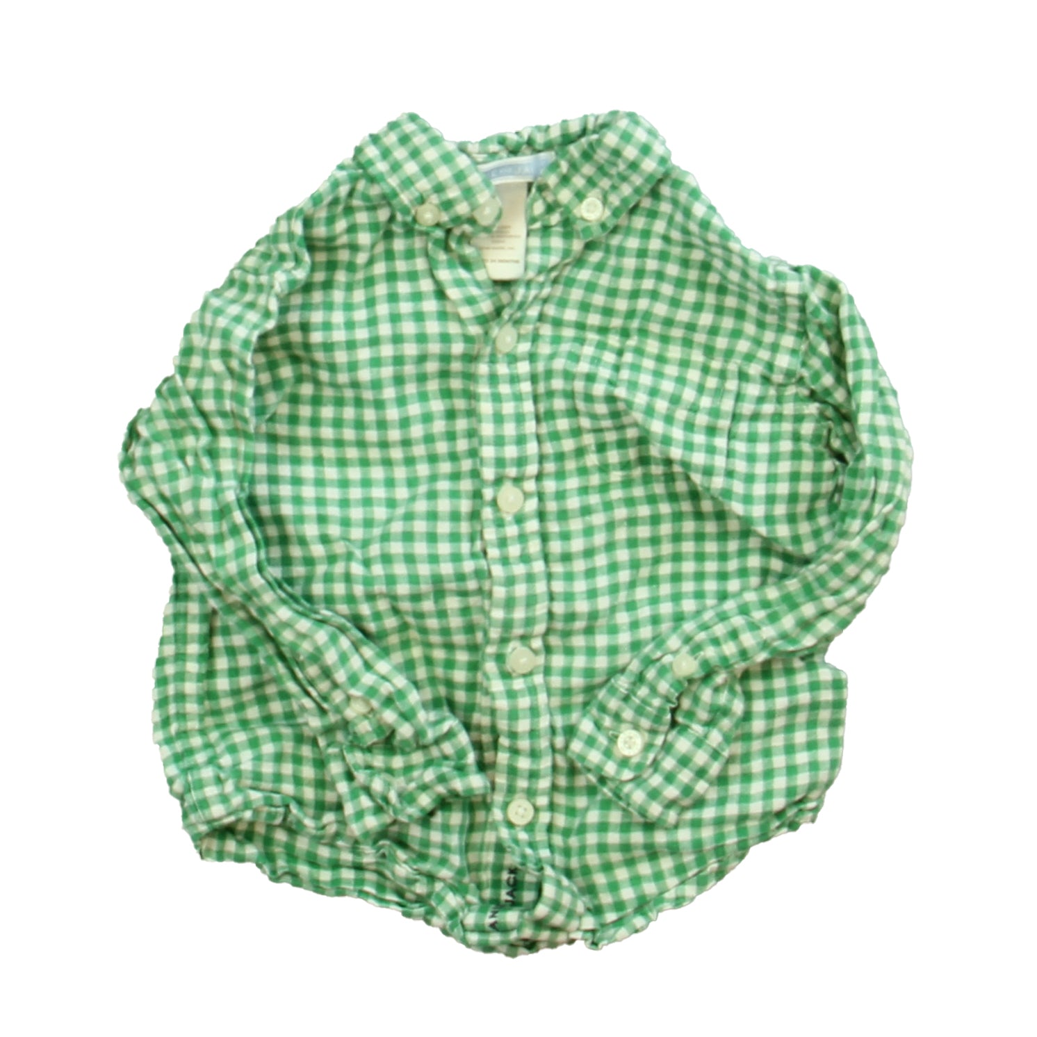 Janie and Jack Boys Green | White Button Down Long Sleeve Size: 18-24 Months Green | White