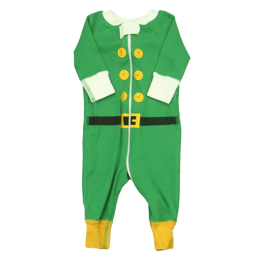 Hanna Andersson Boys Green | White 1-piece Non-footed Pajamas Size: 0-6 Months Green | White