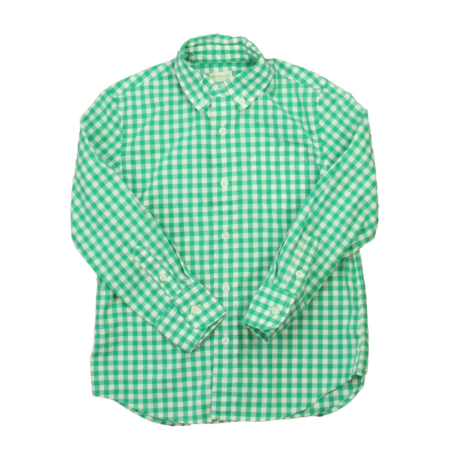 Crewcuts Boys Green | White Button Down Long Sleeve Size: 4-5T