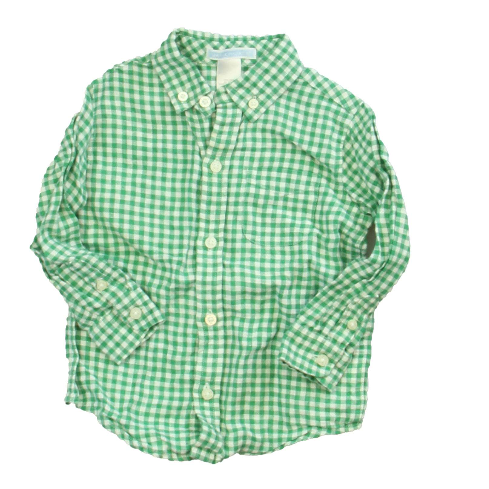 Janie and Jack Boys Green | White Button Down Long Sleeve Size: 18-24 Months Green | White