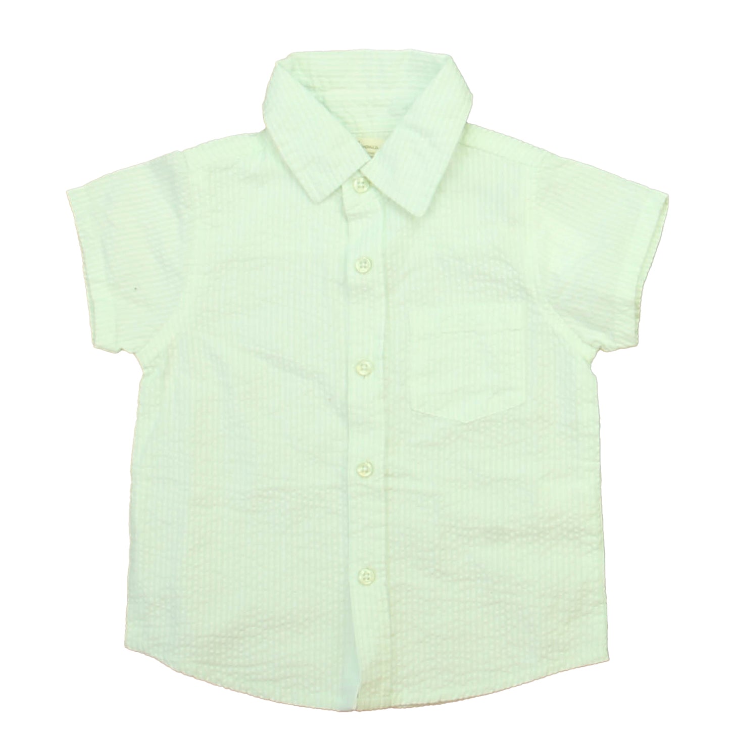 Monica + Andy Boys Green | White Button Down Short Sleeve Size: 18-24 Months Green | White