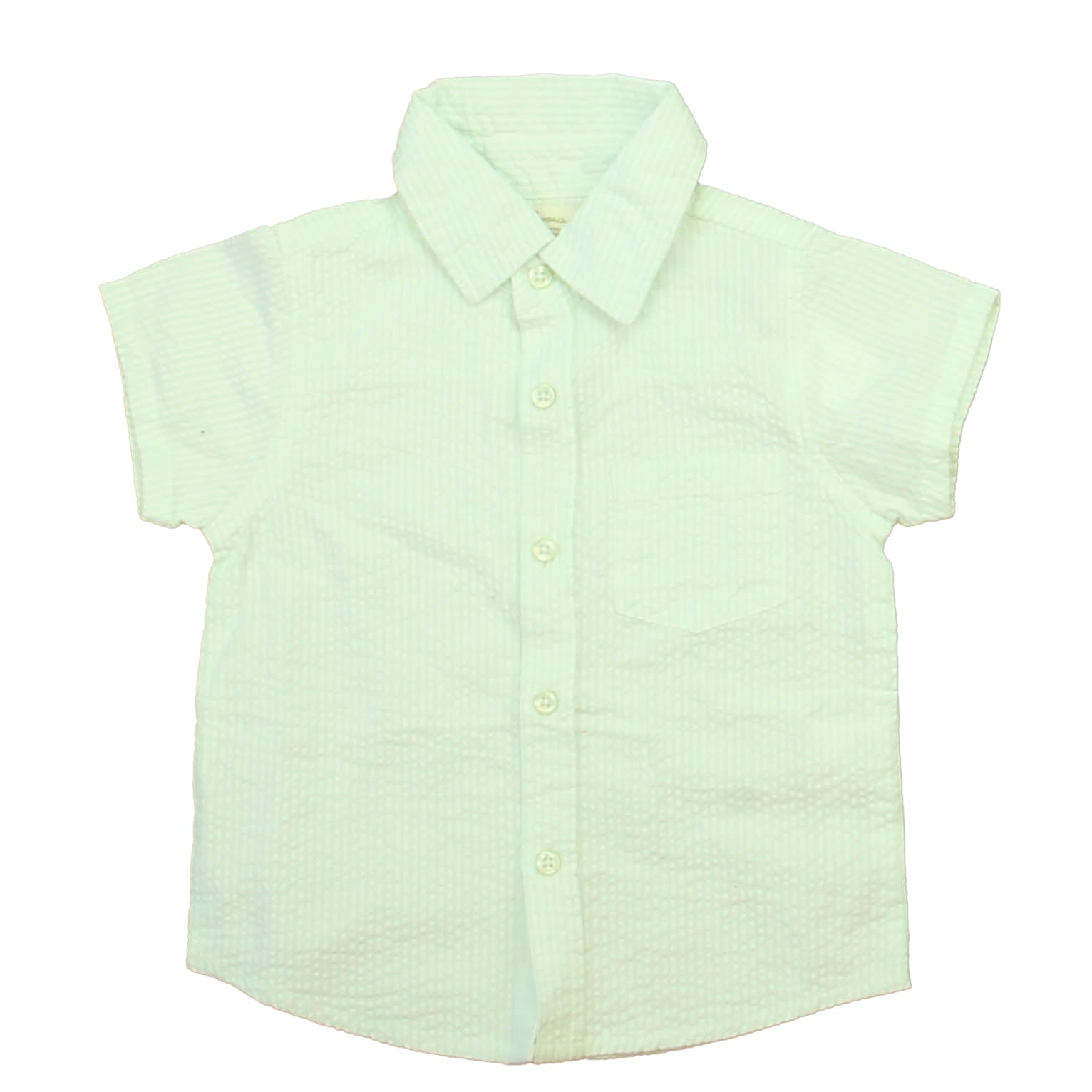 Monica + Andy Boys Green | White Button Down Short Sleeve Size: 18-24 Months Green | White