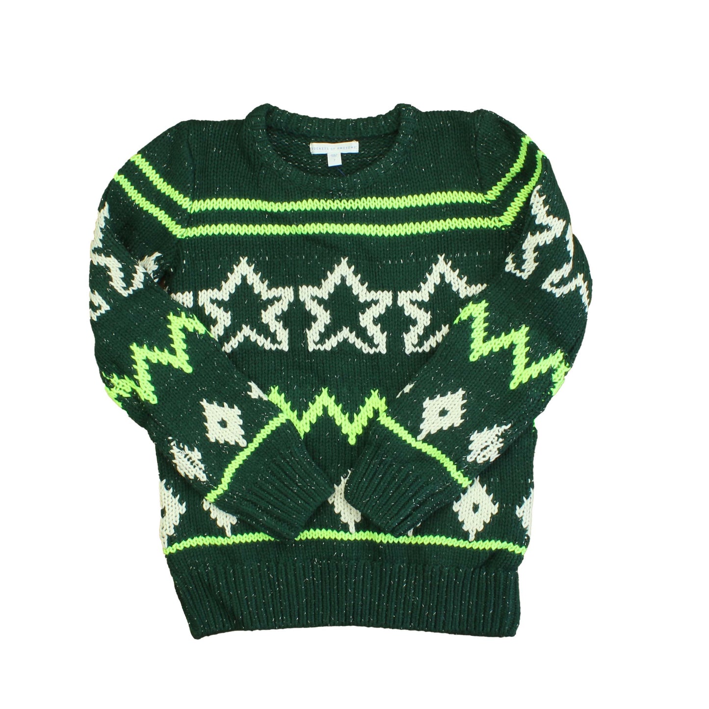 Rockets Of Awesome Girls Green | White Sweater Size: 7 Years