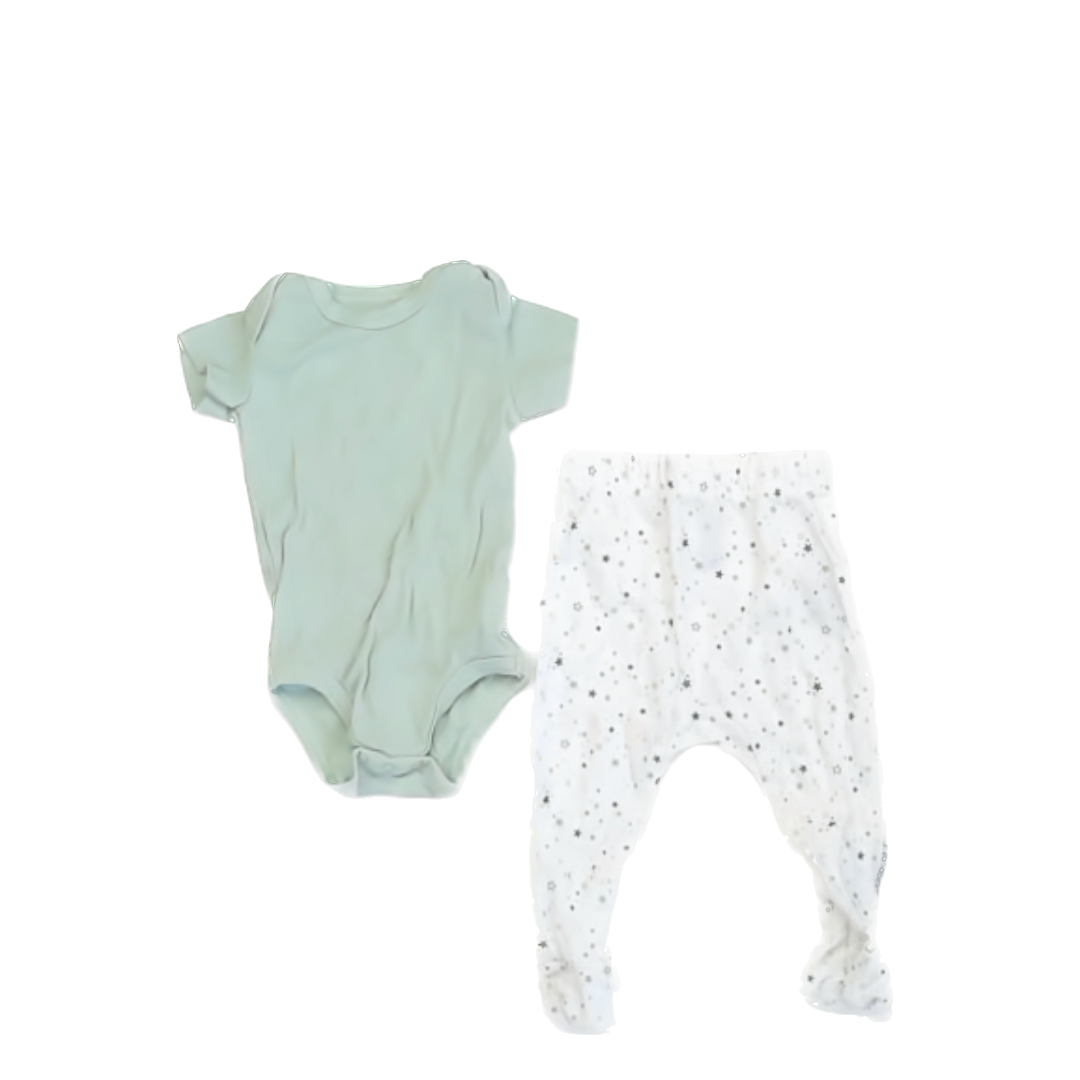Butterblu Boys Green | White 2-piece Pajamas Size: 0-3 Months Green | White