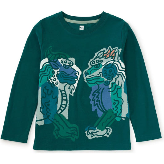 Tea Collection Boys Green Xiezhi Long Sleeve T-Shirt Size: 5T Green Xiezhi