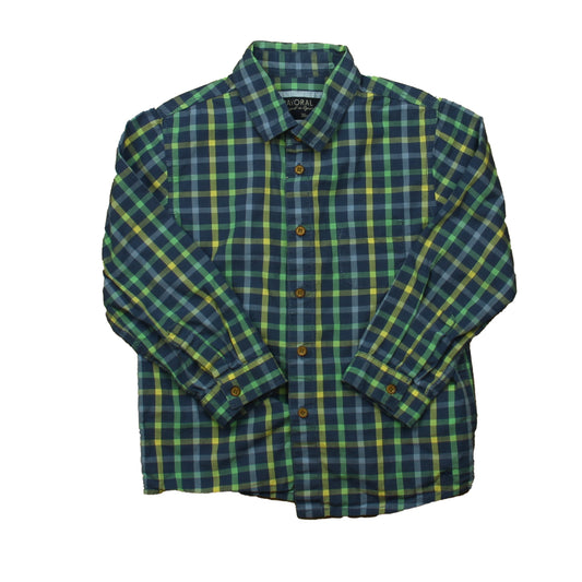 Mayoral Boys Green | Yellow Check Button Down Long Sleeve Size: 3T