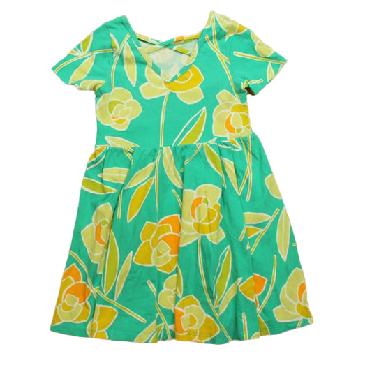 Tea Girls Green | Yellow | Floral Dress Size: 6 Years