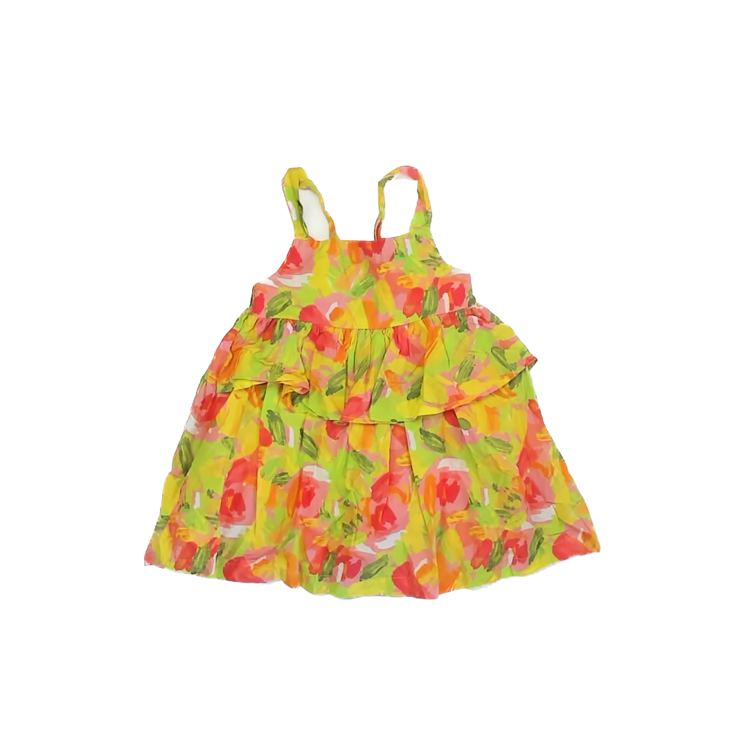 Mayoral Girls Green | Yellow | Pink Sun Dress Size: 3T Green | Yellow | Pink