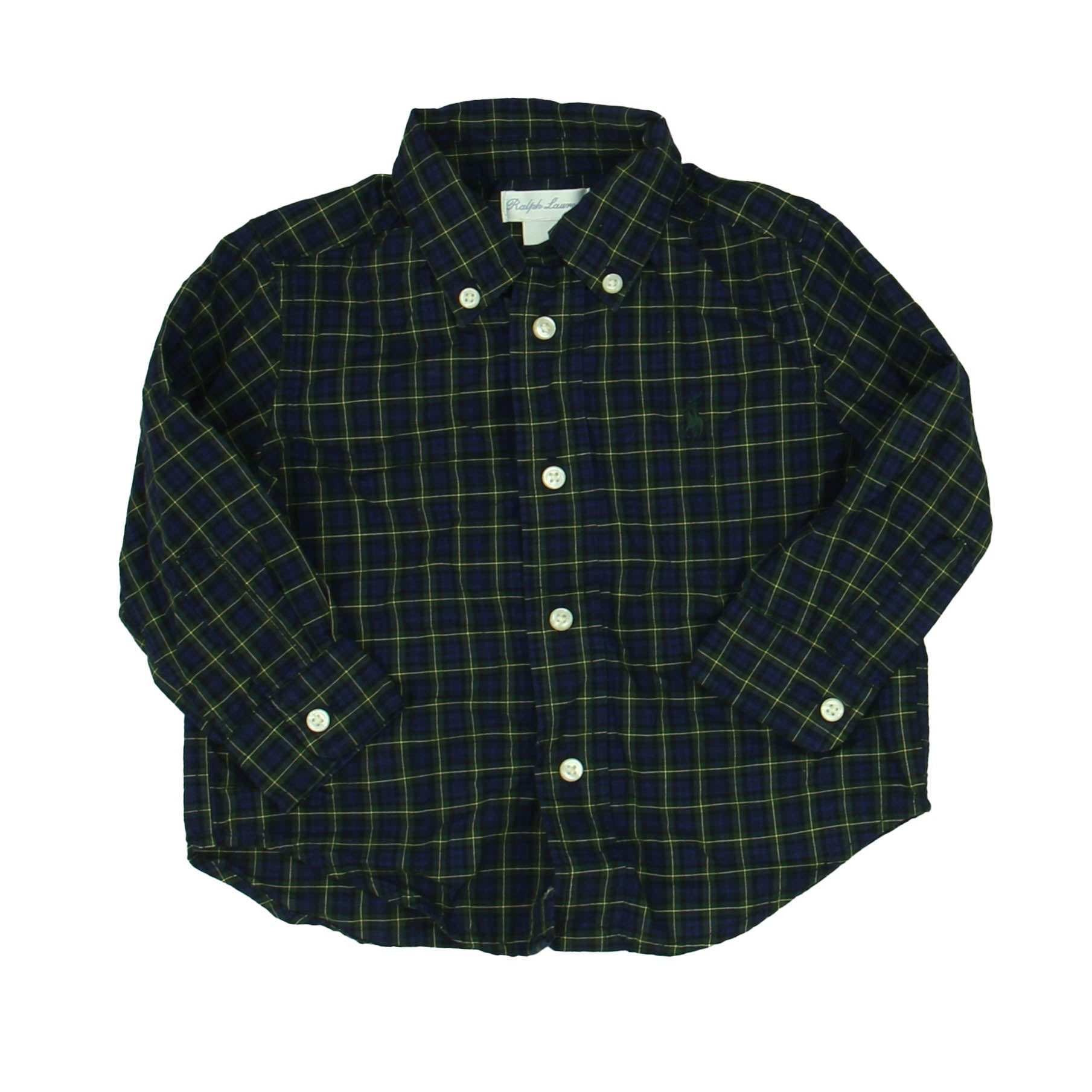 Ralph Lauren Boys Green | Yellow Button Down Long Sleeve Size: 12 Months Green | Yellow