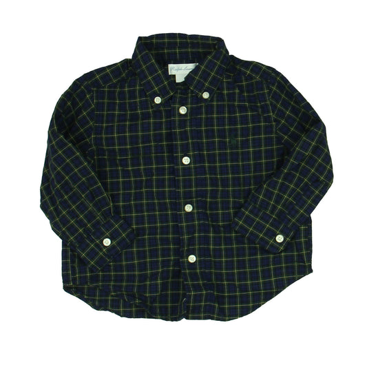 Ralph Lauren Boys Green | Yellow Button Down Long Sleeve Size: 12 Months Green | Yellow