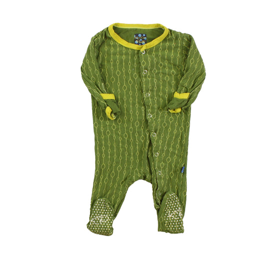 Kickee Pants Boys Green | Yellow 1-piece footed Pajamas Size: 0-3 Months Green | Yellow