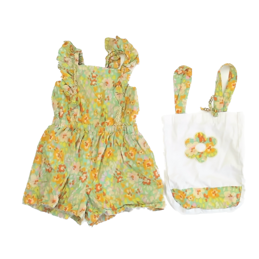 Etta Vee Girls Green | Yellow Romper Size: 6 Years Green | Yellow