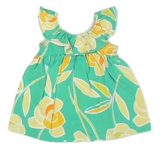 Tea Collection Girls Green | Yellow Dress Size: 6-9 Months Green | Yellow