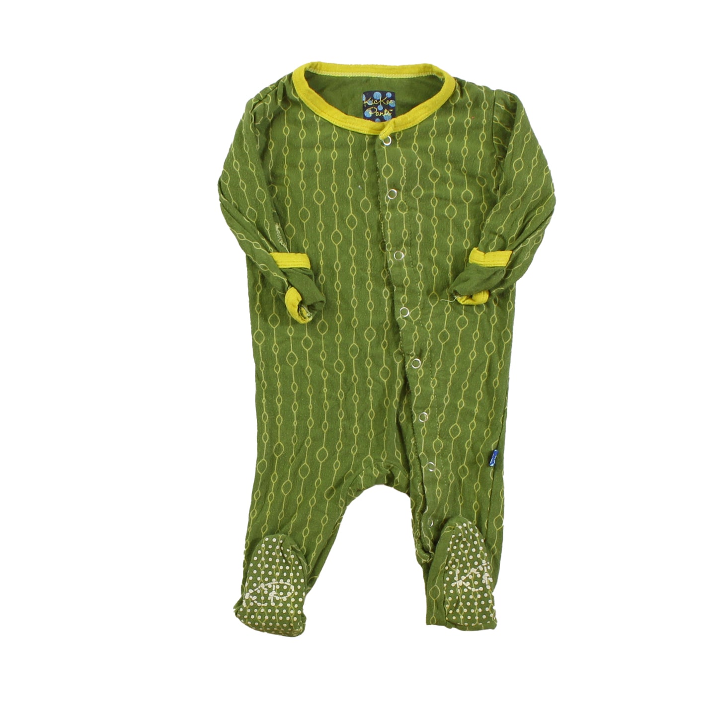 Kickee Pants Boys Green | Yellow 1-piece footed Pajamas Size: 0-3 Months Green | Yellow