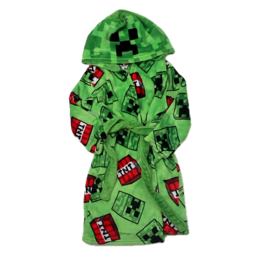 Minecraft Boys Green Bathrobe Size: 4-5T Green