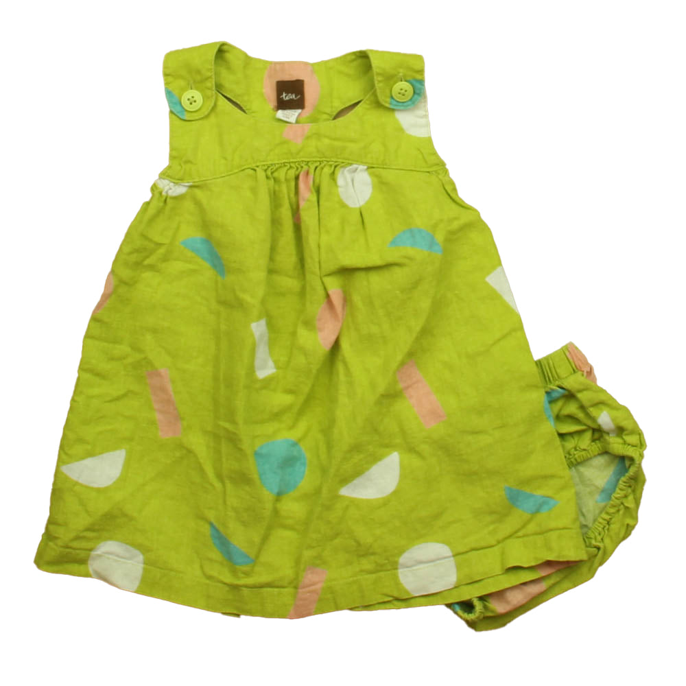 Tea Girls Green Dress Size: 12-18 Months Green