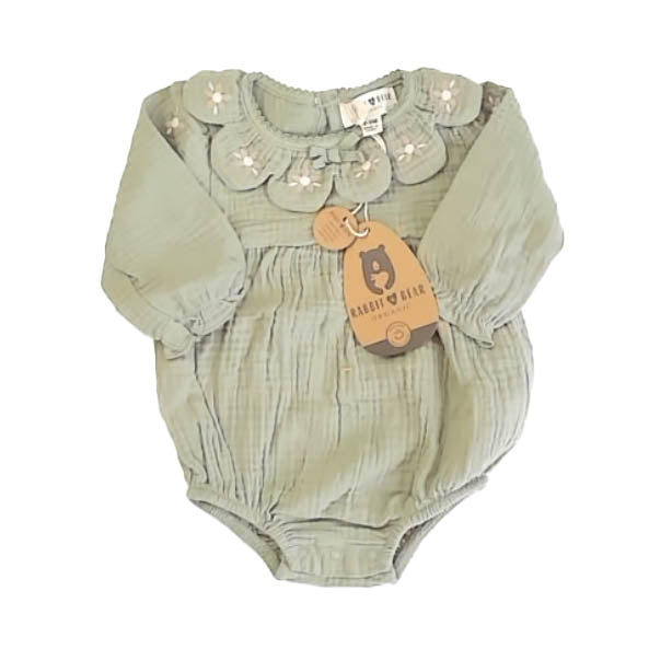 Rabbit Bear Girls Green Romper Size: 6-9 Months Green