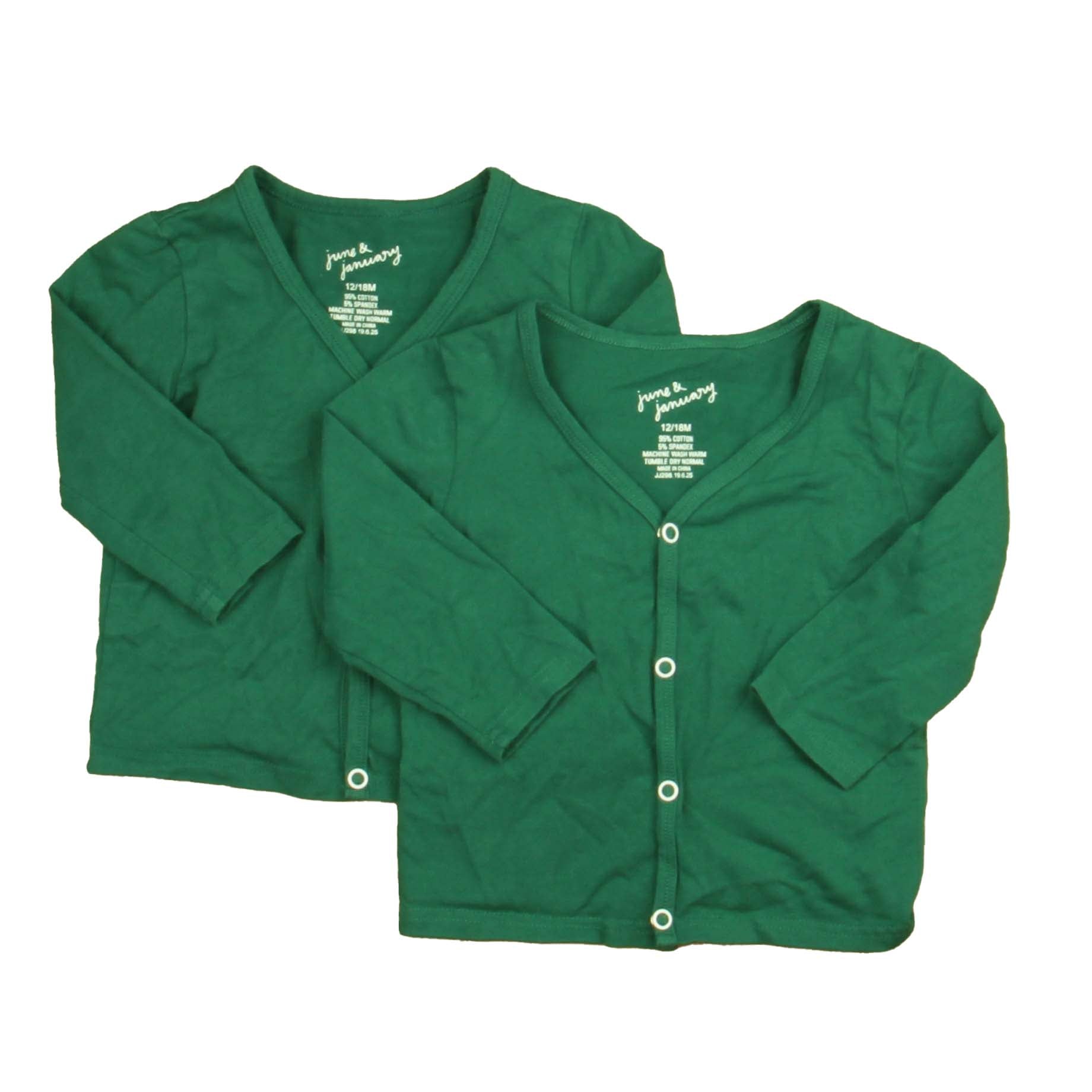 June & January Boys Green Long Sleeve T-Shirt Size: 12-18 Months Green
