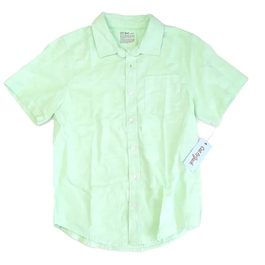 Cat & Jack Boys Green Button Down Short Sleeve Size: 10-12 Years Green
