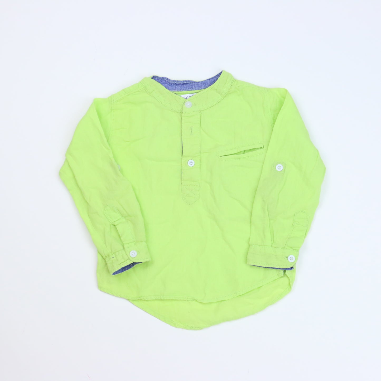 Okaidi Boys Green Long Sleeve Shirt Size: 12 Months