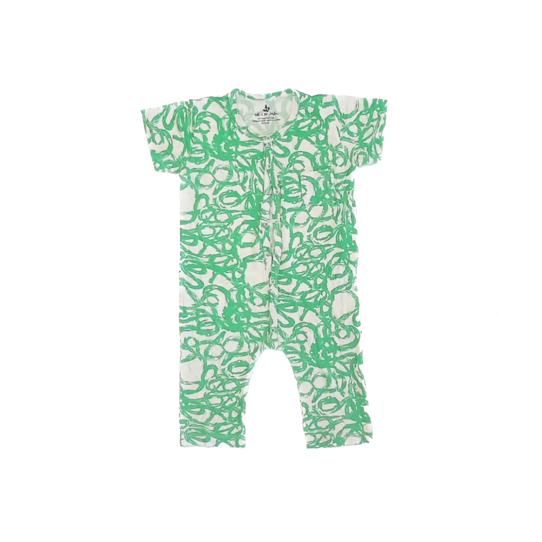 Noe & Zoe Unisex Green Romper Size: 18-24 MOnths Green
