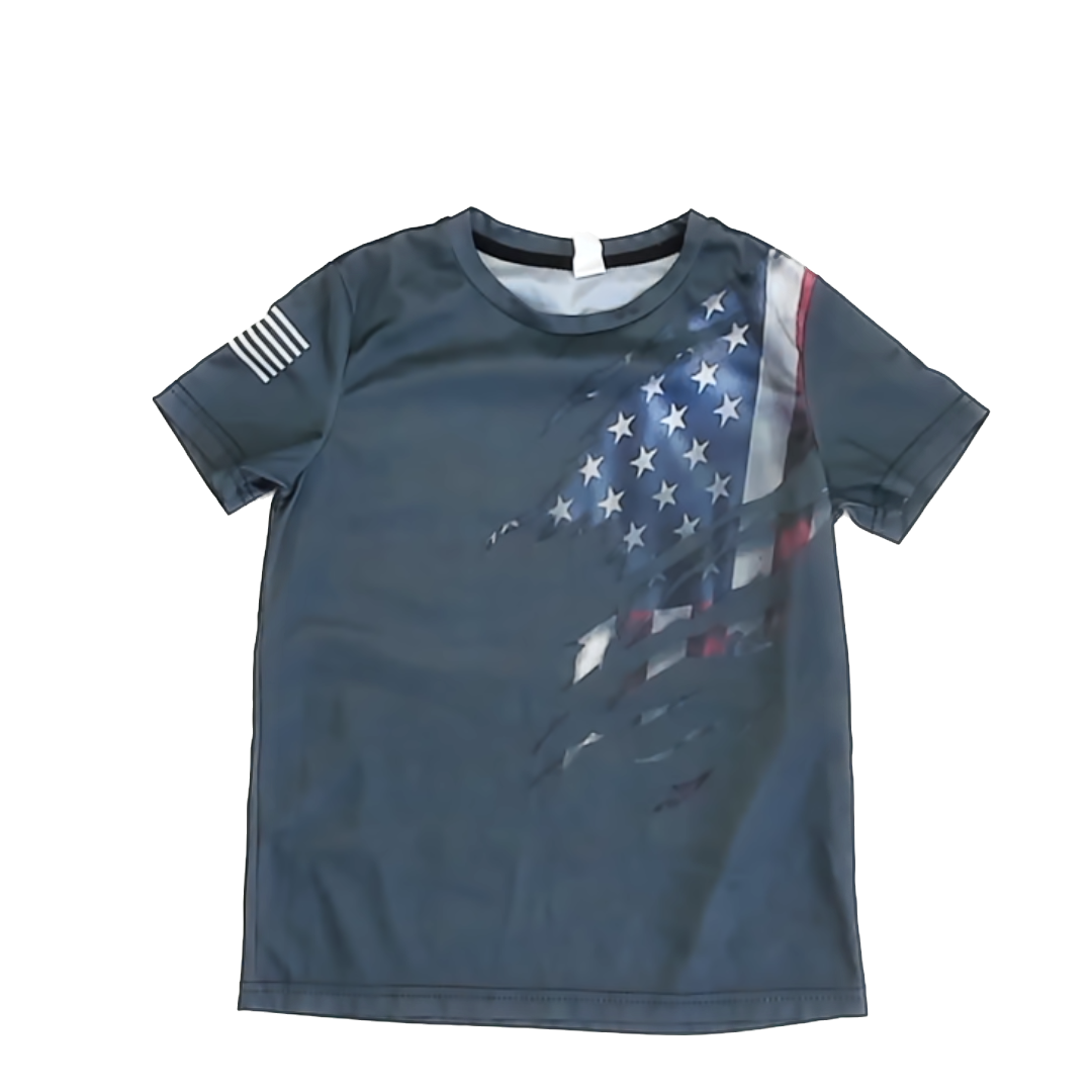 Unknown Boys Grey | American Flag Athletic Top Size: 130 (7-8) Grey | American Flag