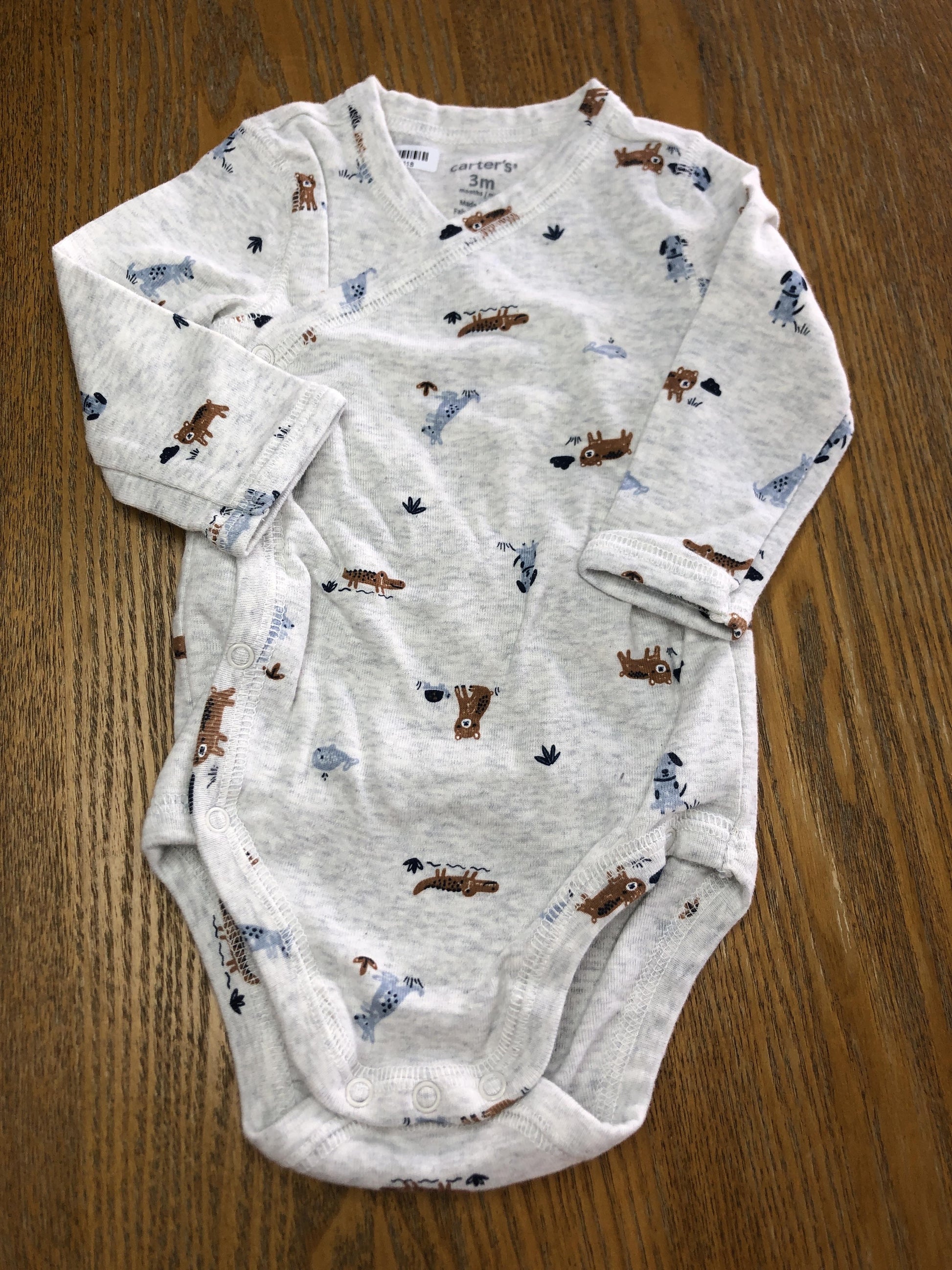 Carters Boys Grey | animals Onesie Size: 3 months Grey | animals
