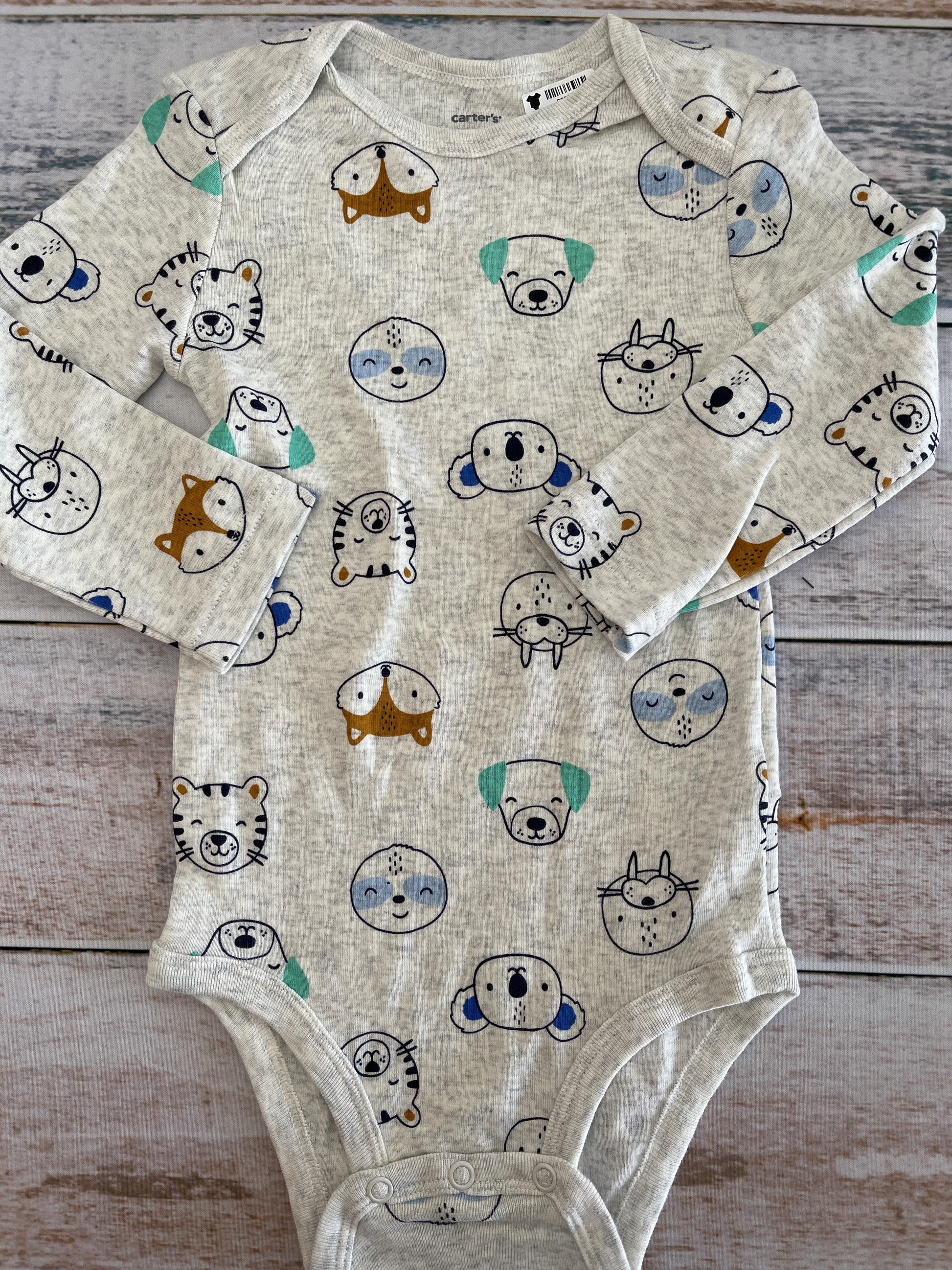 Carters Unisex Grey | animals Onesie Size: 18 months Grey | animals