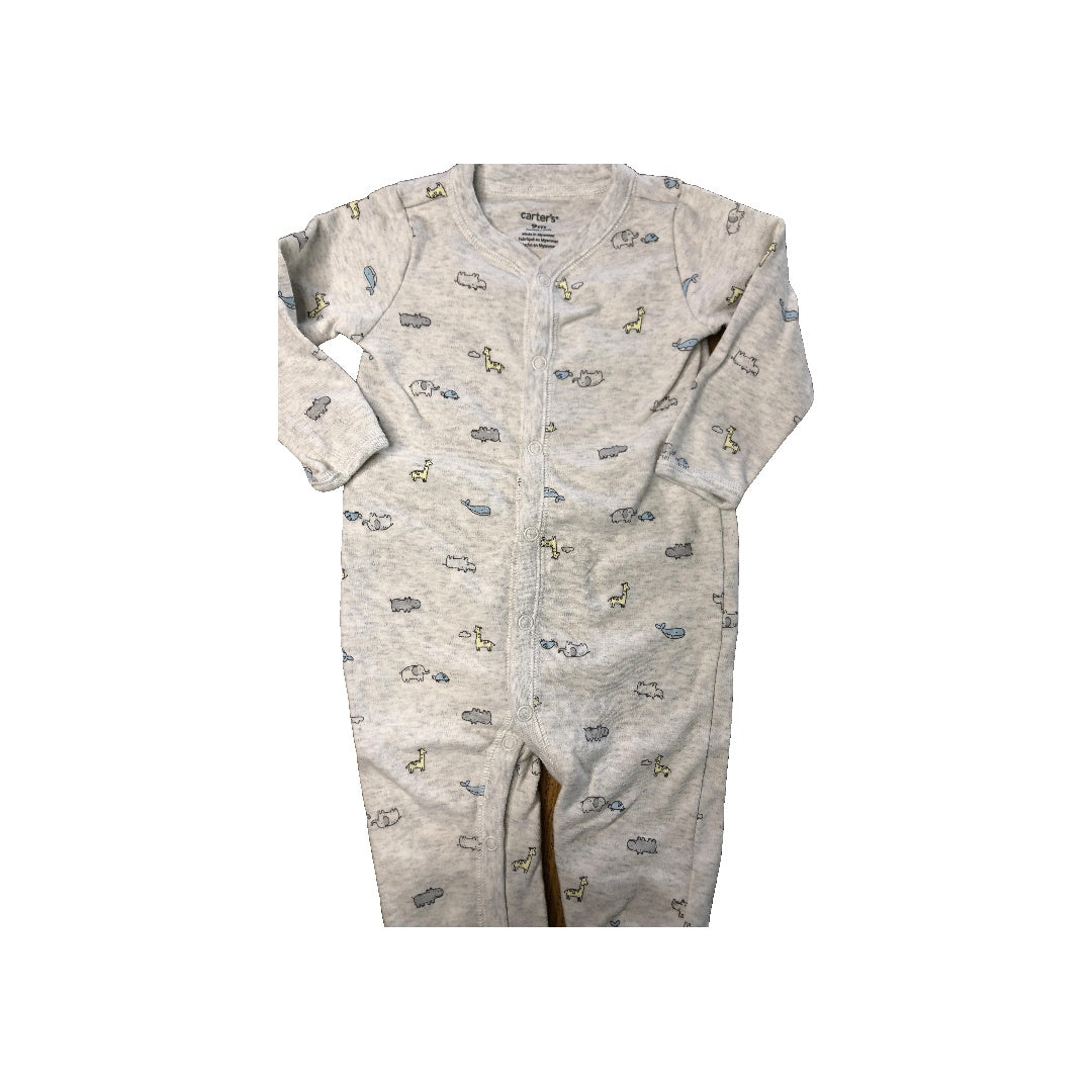 Carters Unisex Grey | animals Pajamas Size: 9 months Grey | animals