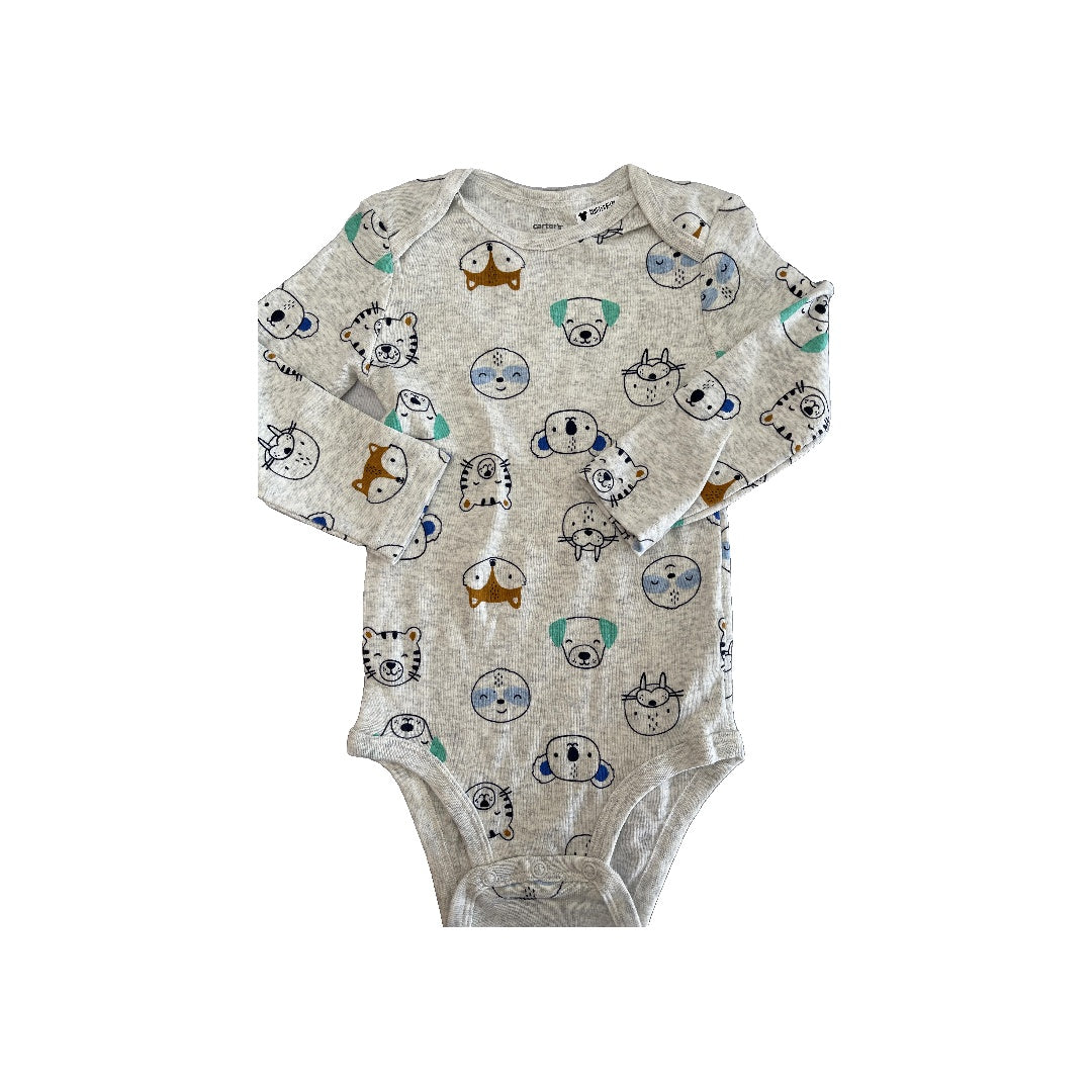 Carters Unisex Grey | animals Onesie Size: 18 months Grey | animals