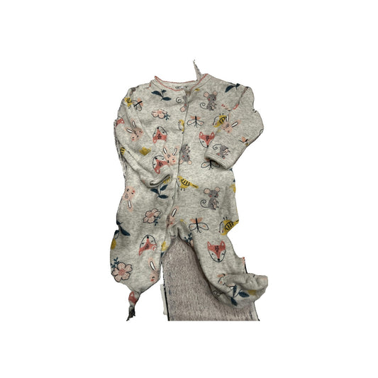 Girls Grey | animals Pajamas Size: Newborn Grey | animals