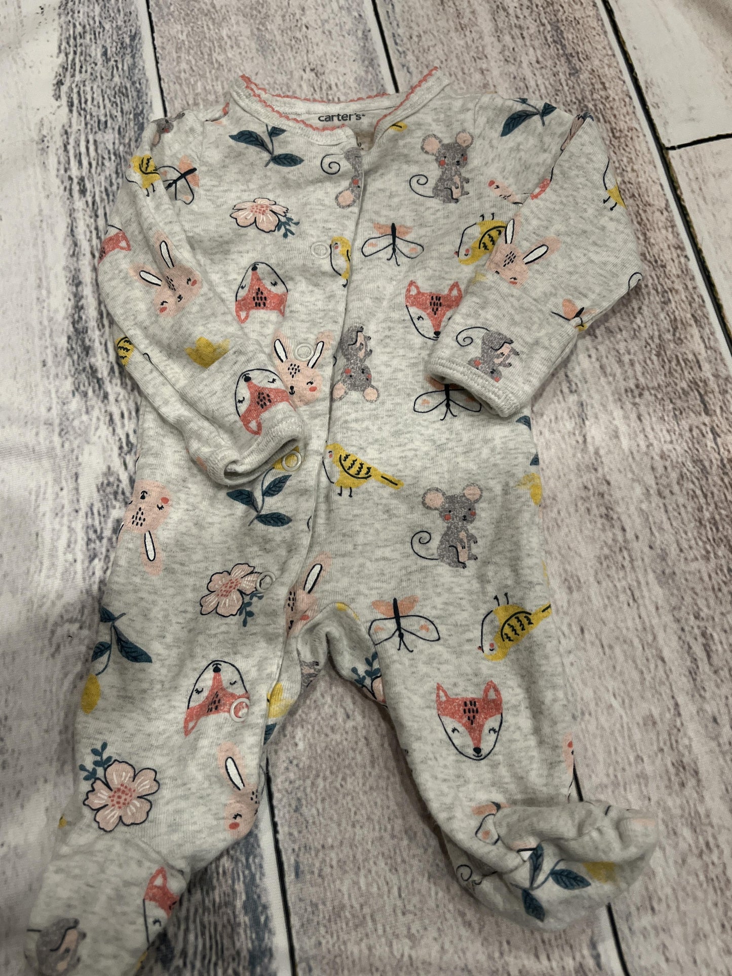 Girls Grey | animals Pajamas Size: Newborn Grey | animals