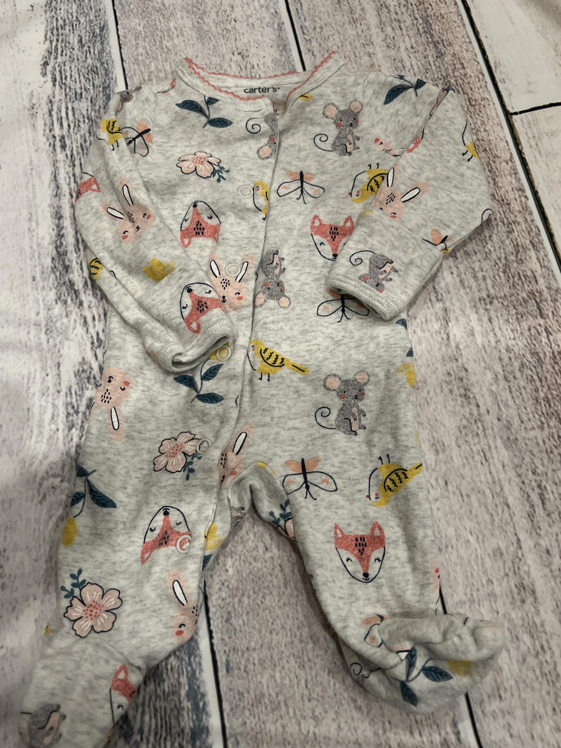 Girls Grey | animals Pajamas Size: Newborn Grey | animals