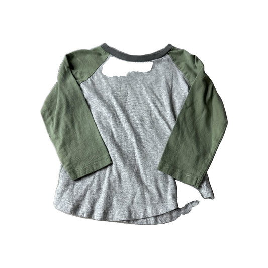 Colored Organics Boys Grey | Army Green Long Sleeve T-Shirt Size: 2T Grey | Army Green