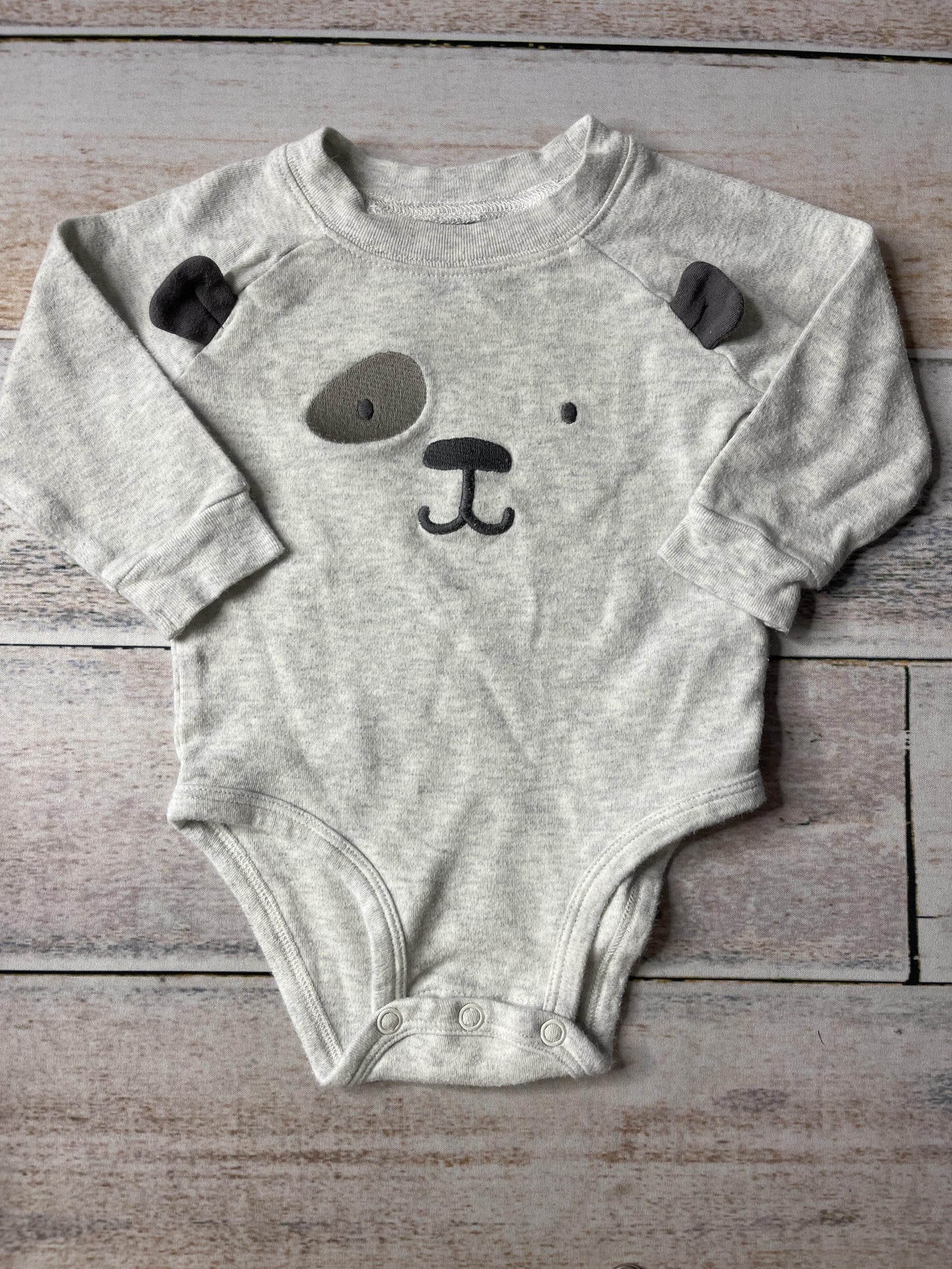 Carters Unisex Grey | Black | dog Onesie Size: 6 months Grey | Black | dog