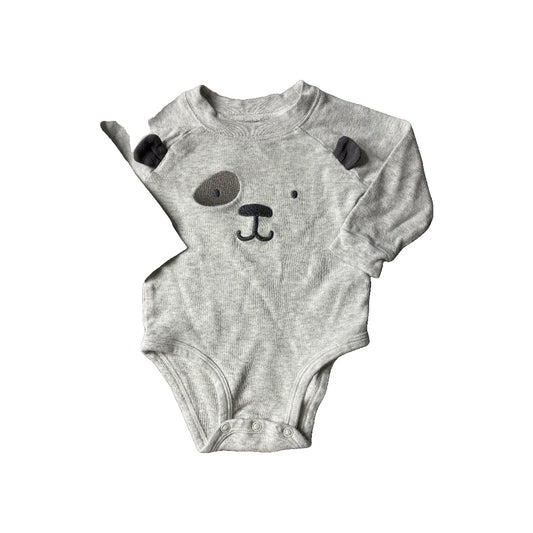 Carters Unisex Grey | Black | dog Onesie Size: 6 months Grey | Black | dog