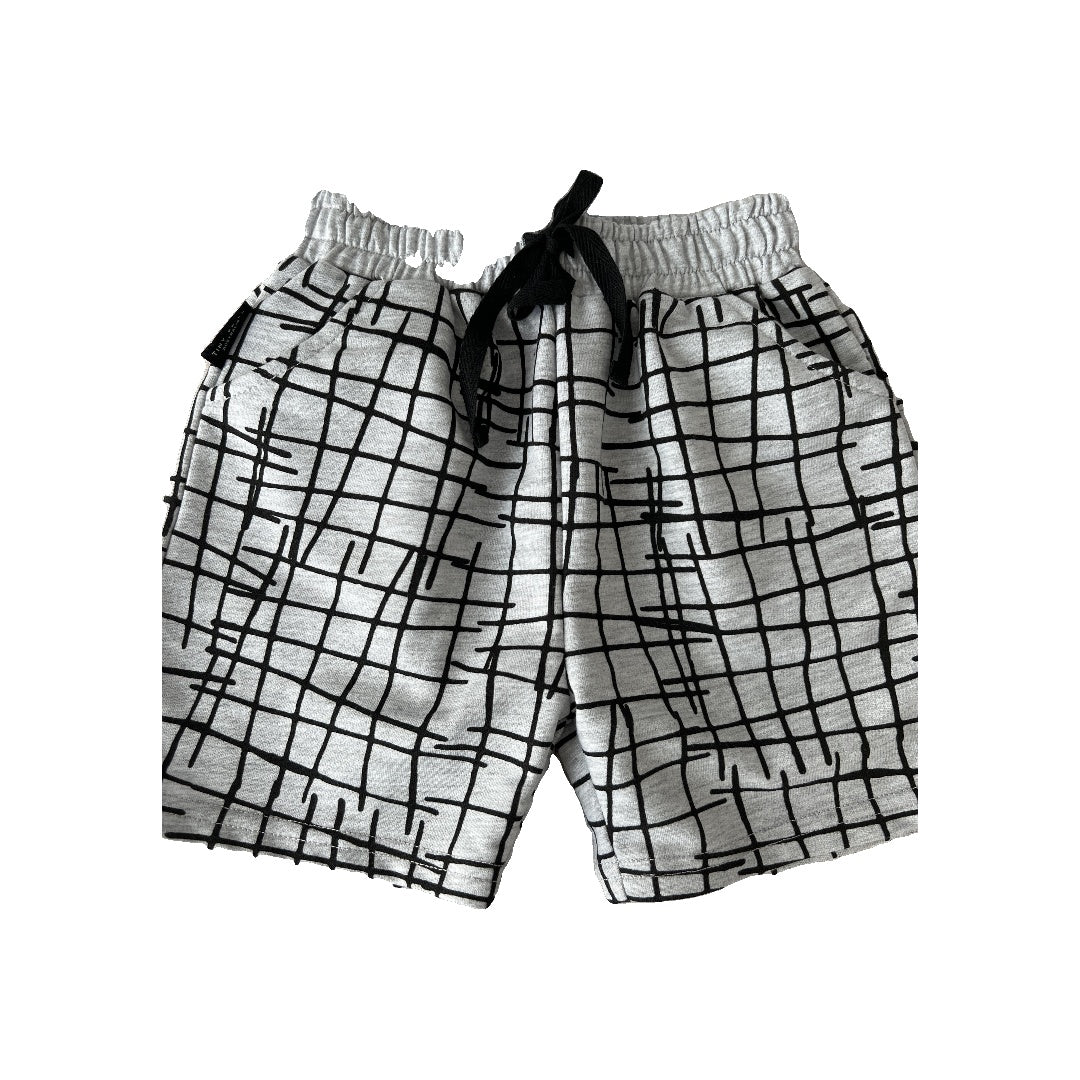 Tiny Tribe Boys Grey | Black | Pattern Shorts Size: 12 months Grey | Black | Pattern
