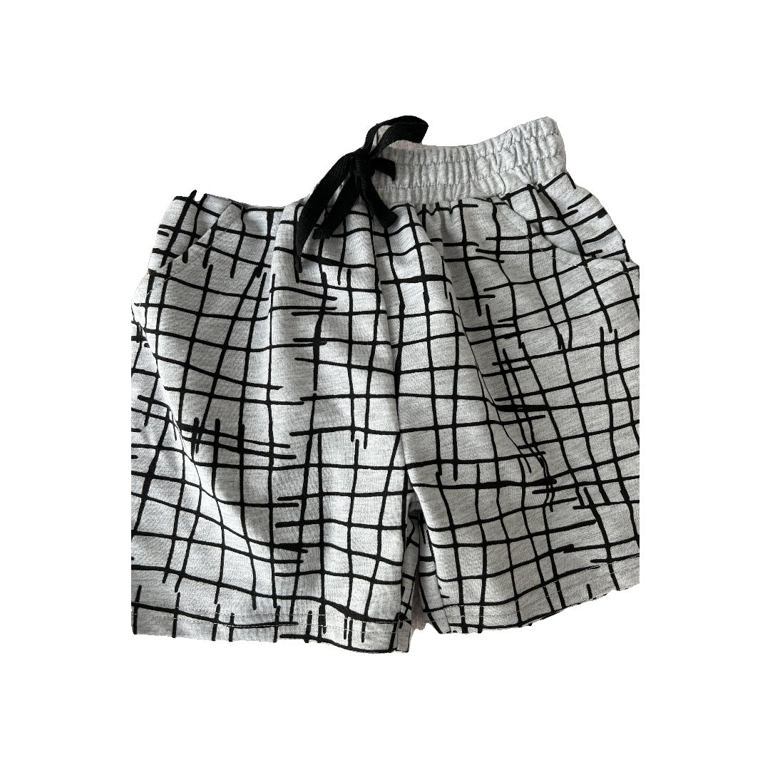 Tiny Tribe Boys Grey | Black | Pattern Shorts Size: 24 months Grey | Black | Pattern