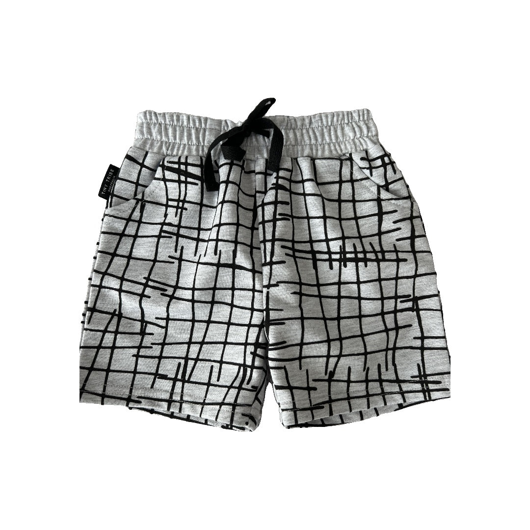 Tiny Tribe Boys Grey | Black | Pattern Shorts Size: 3-6 months Grey | Black | Pattern