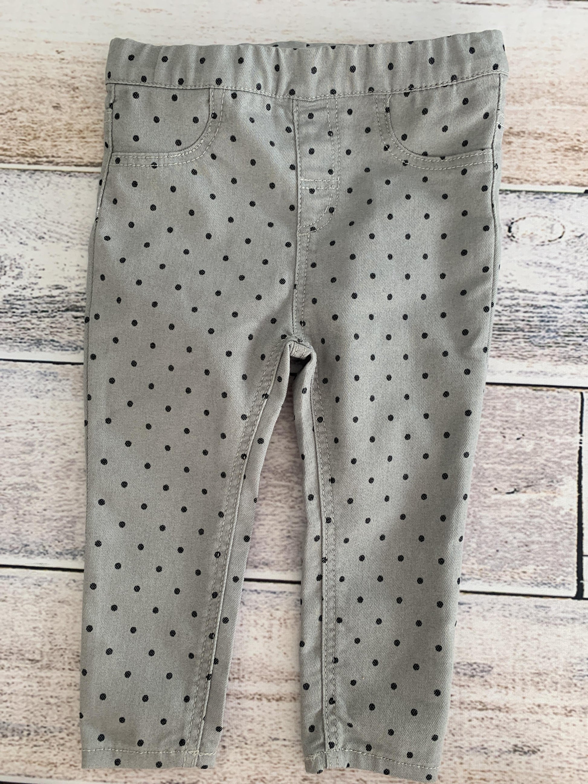 H&M Girls Grey | Black | polka dot Pants Size: 9-12 Months Grey | Black | polka dot