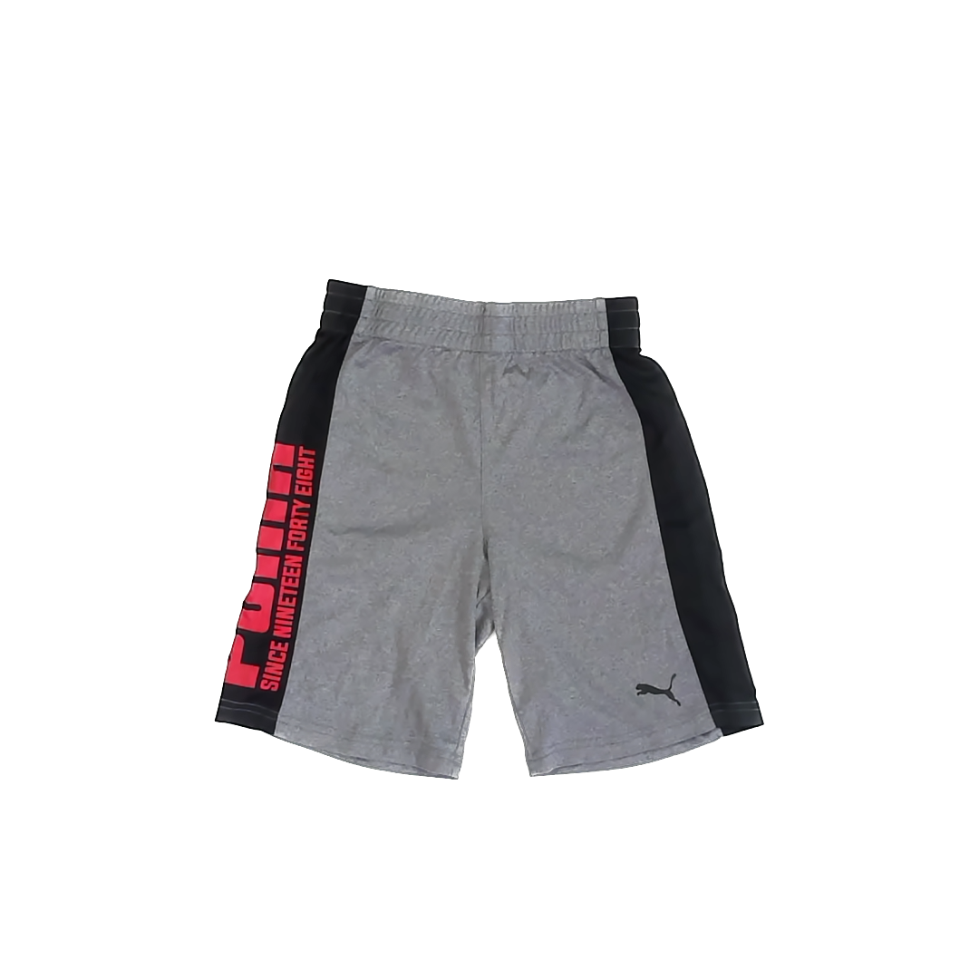 Puma Boys Grey | Black | Red Athletic Shorts Size: US 8 Grey | Black | Red