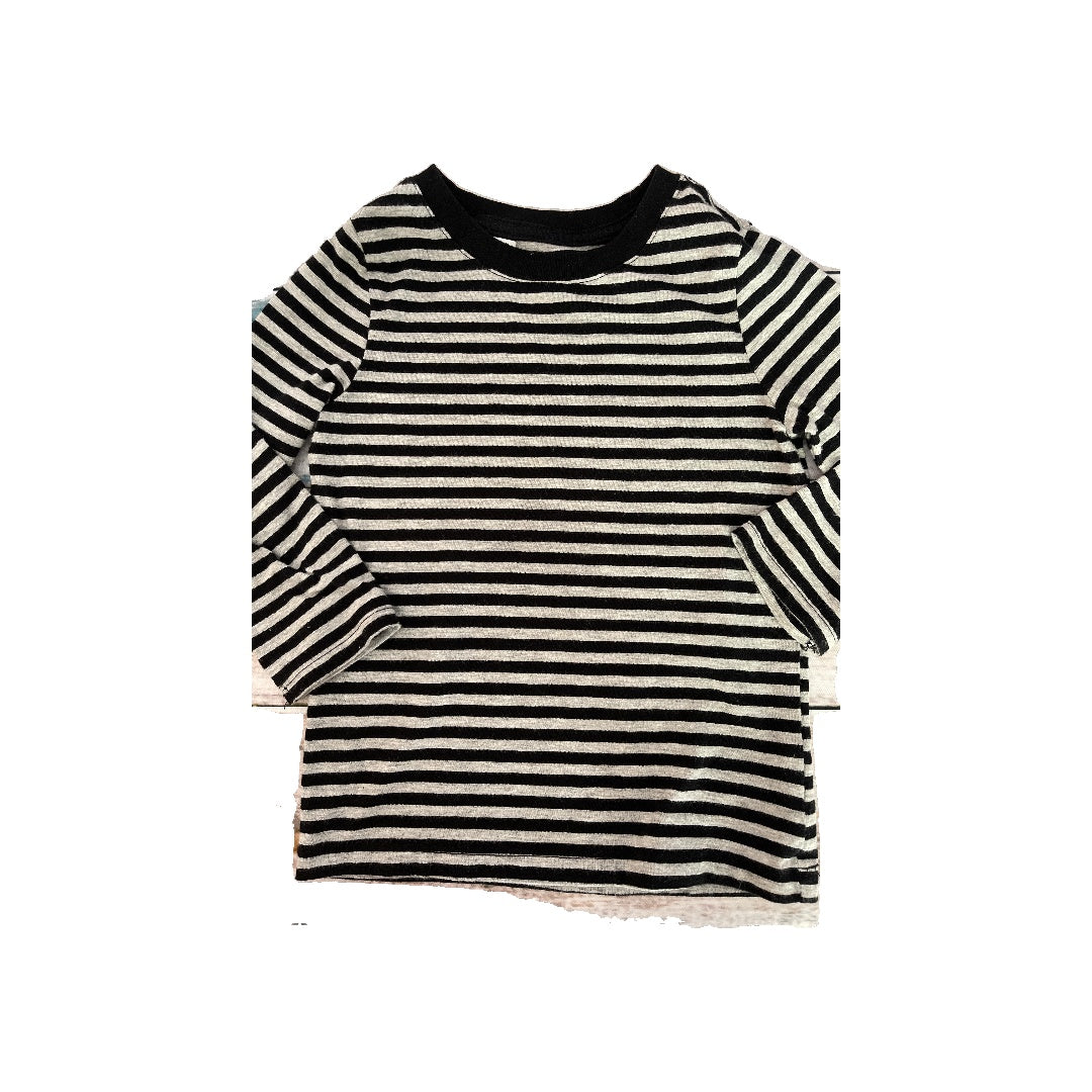 Cat & Jack Boys Grey | Black | Stripe Long Sleeve T-Shirt Size: 2T Grey | Black | Stripe