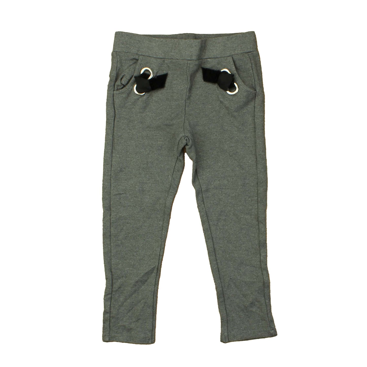 Lili Gaufrette Girls Grey | Black Leggings Size: 4T Grey | Black