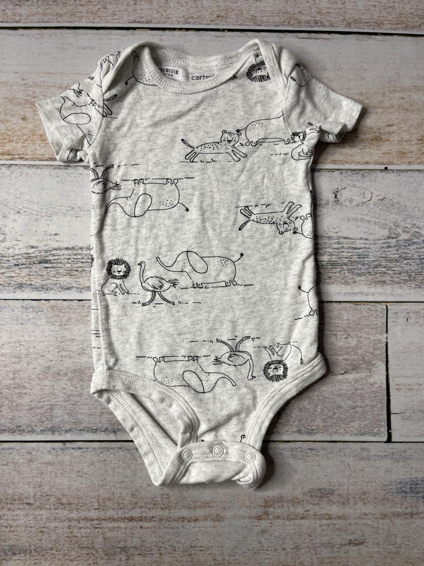 Carters Unisex Grey | Black Onesie Size: 6 months Grey | Black