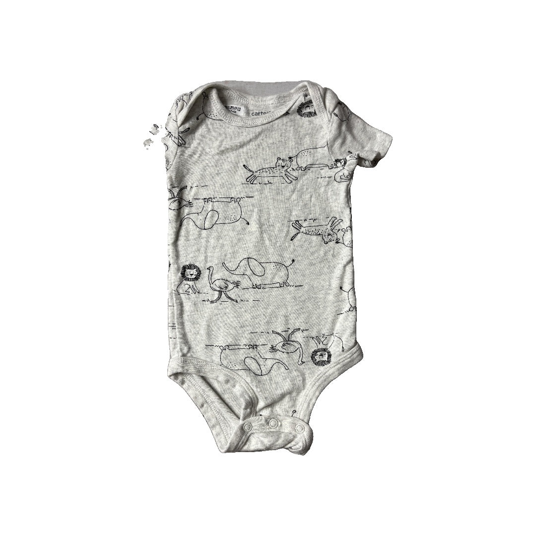 Carters Unisex Grey | Black Onesie Size: 6 months Grey | Black