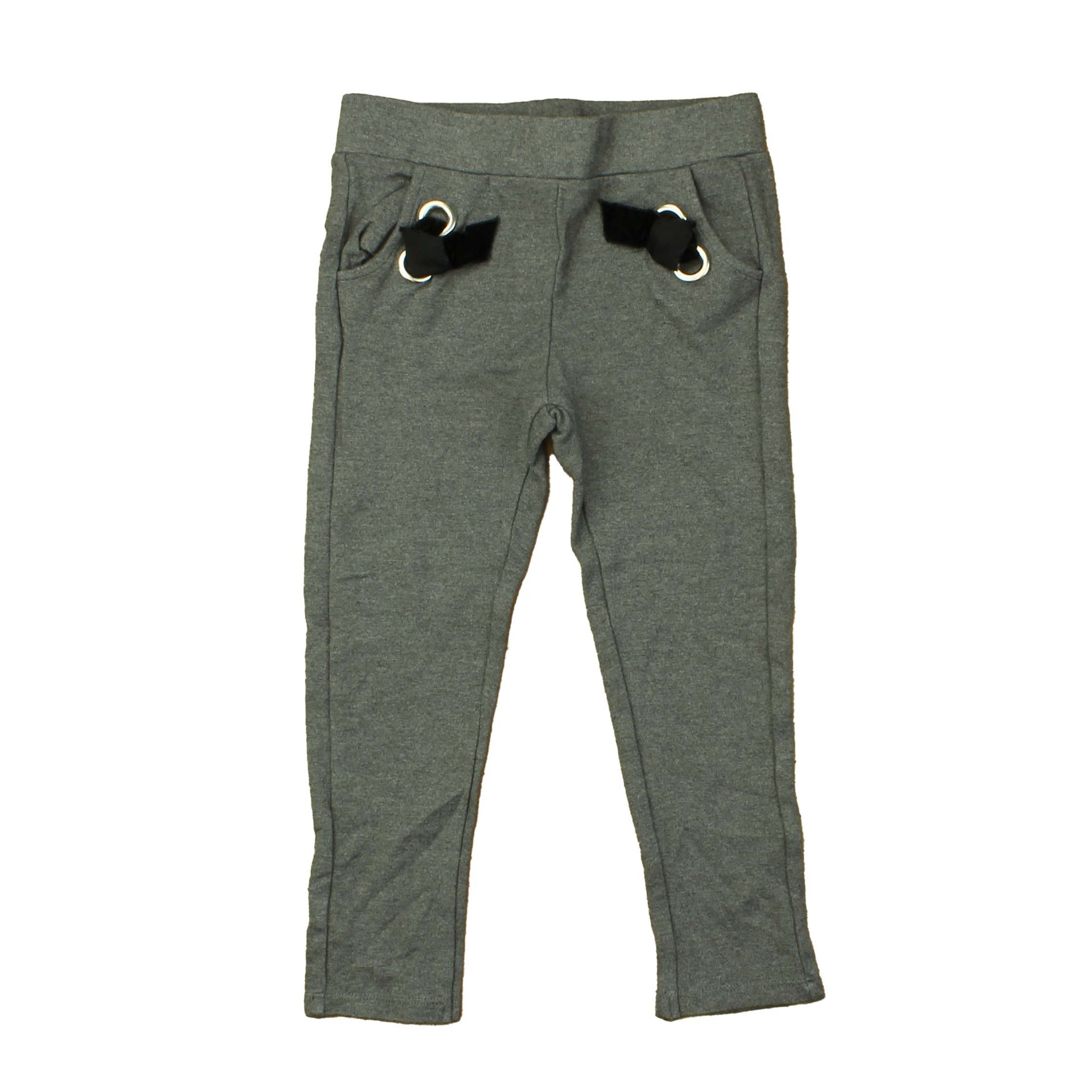 Lili Gaufrette Girls Grey | Black Leggings Size: 4T Grey | Black
