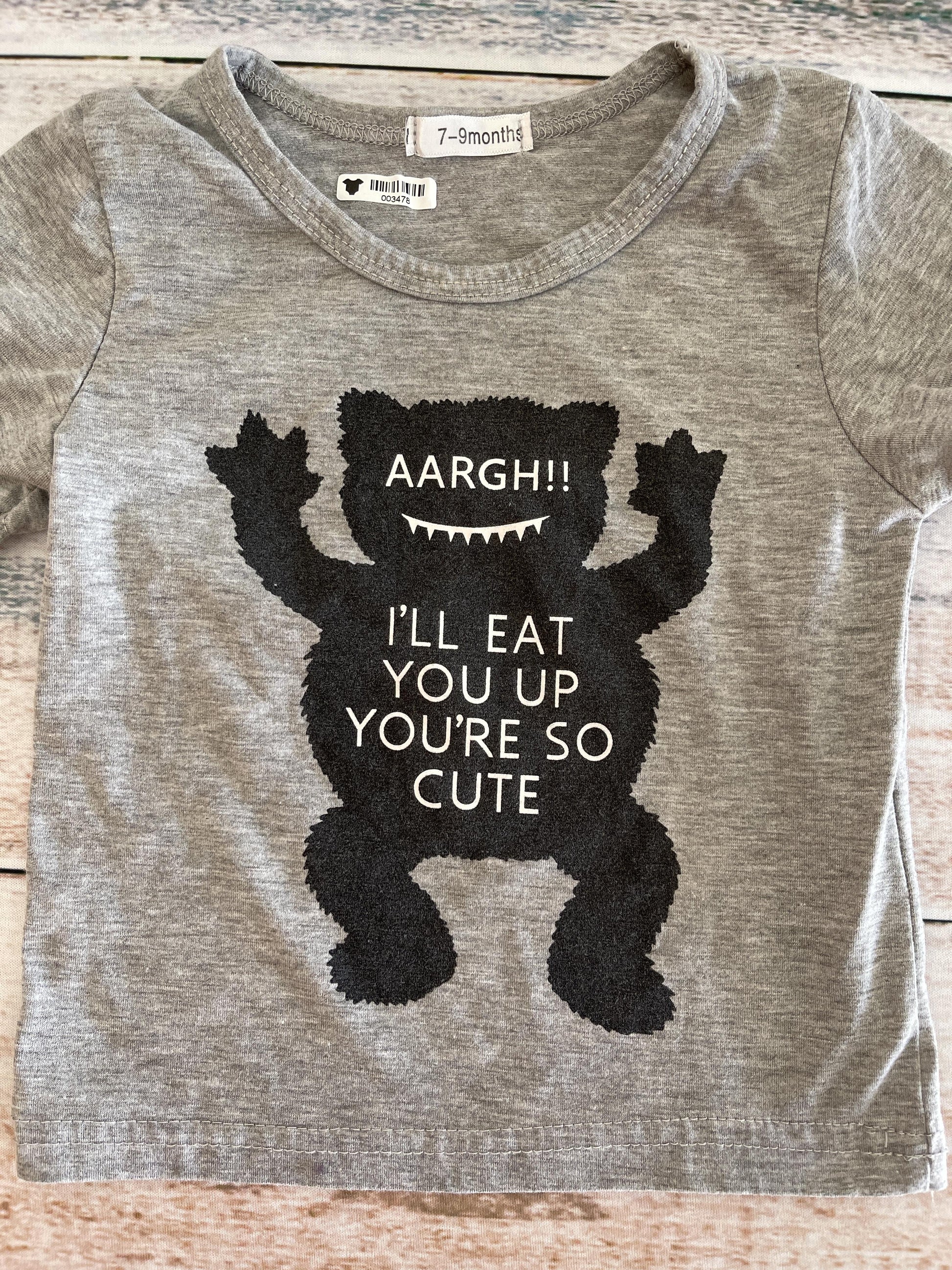 Zara Unisex Grey | Black Shirt Size: 6-9 months Grey | Black