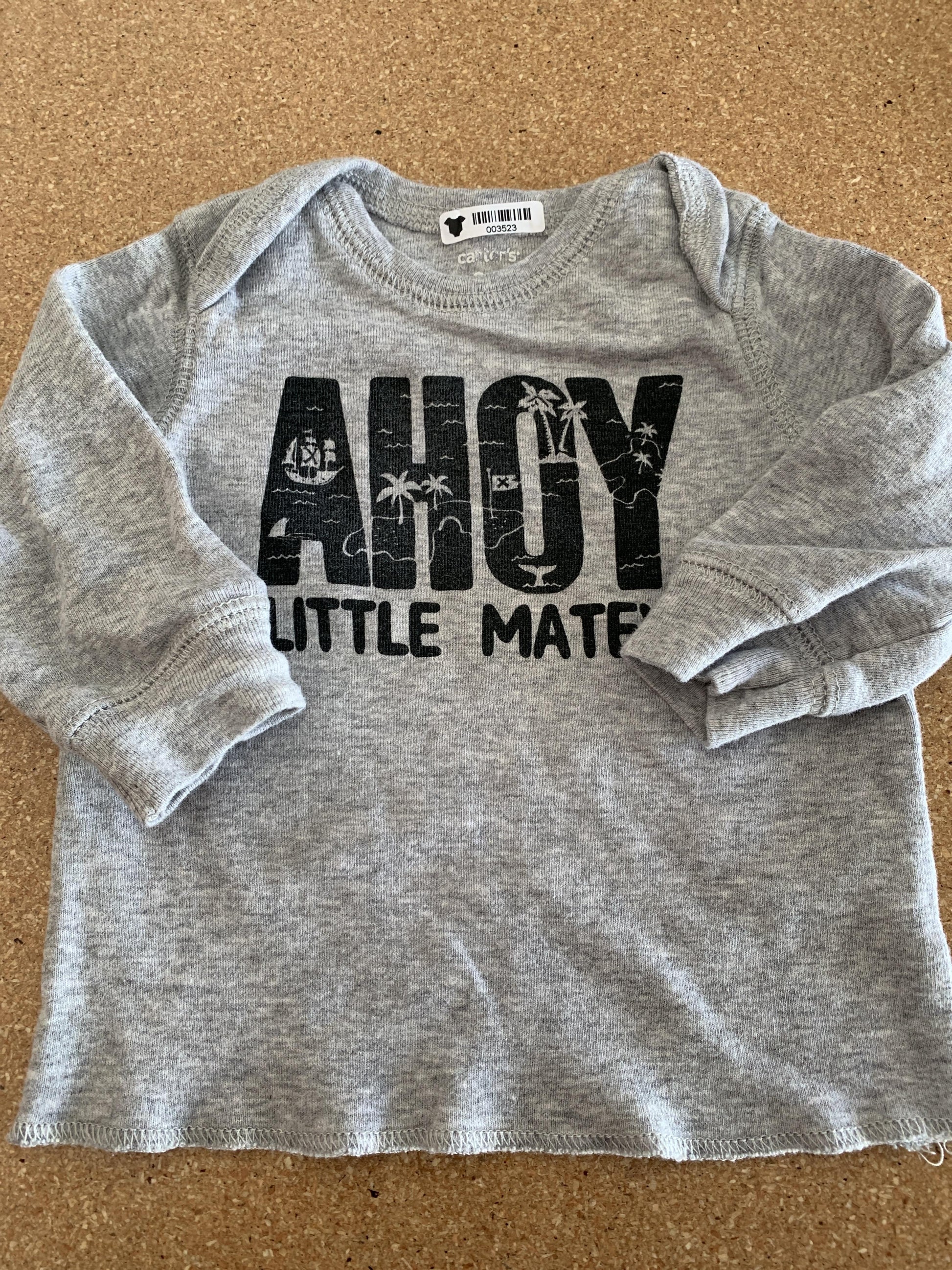 Boys Grey | Black Long Sleeve Shirt Size: 3 months Grey | Black