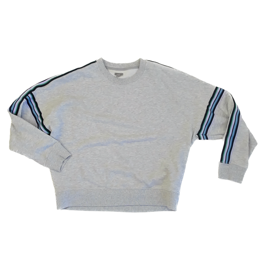 Aerie Girls Grey | Blue Stripe Sweatshirt Size: Adult M Grey | Blue Stripe