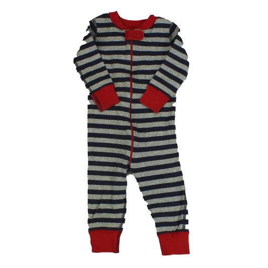 Hanna Andersson Boys Grey | Blue | Stripes | Red 1-piece Non-footed Pajamas Size: 9-18 Months Grey | Blue | Stripes | Red